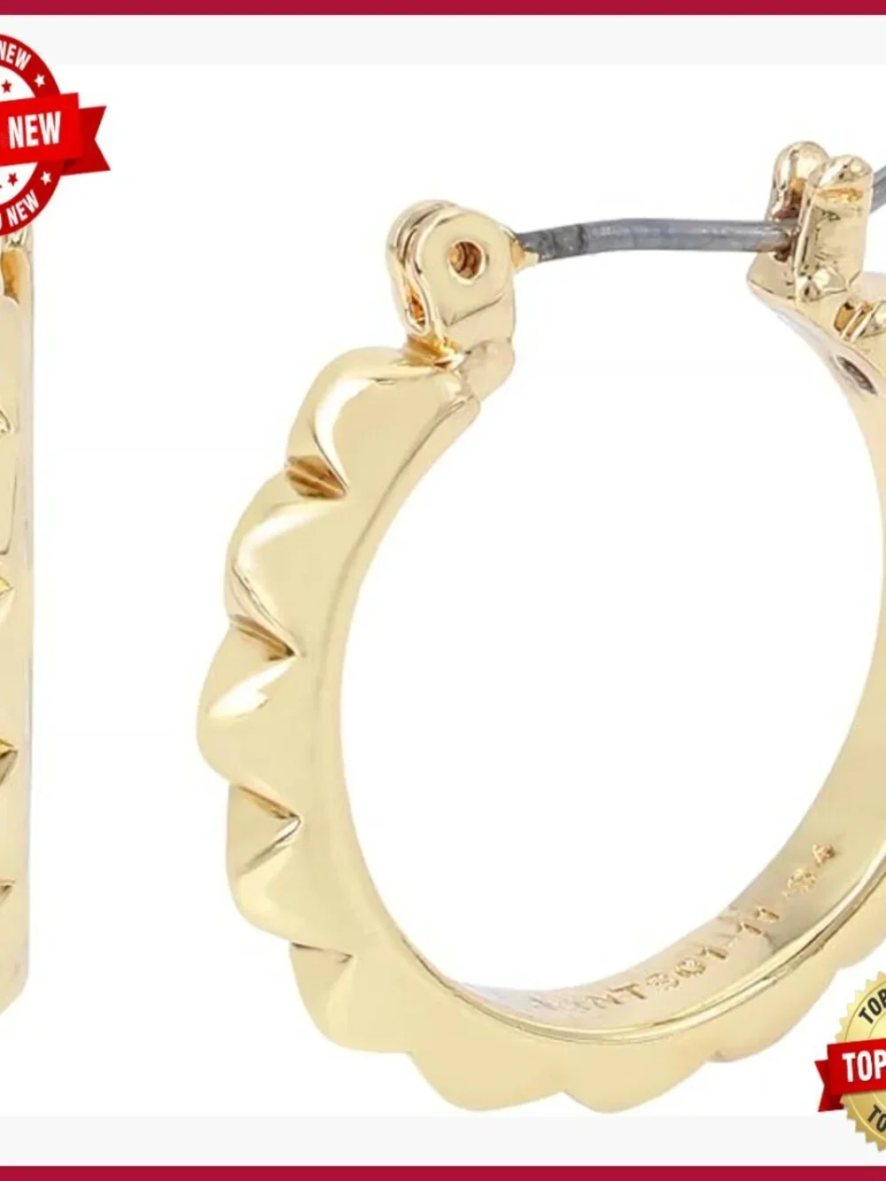 Brass Studded Hoop Earrings with Click-Top Closure